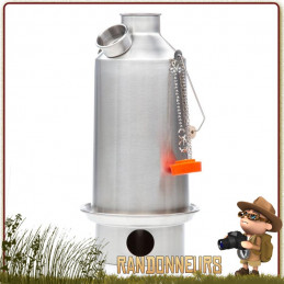 Bouilloire Réchaud Bois Bushcraft, BaseCamp Kettle Inox de 1.6 Litres KellyKettle réchaud bushcraft survie nature