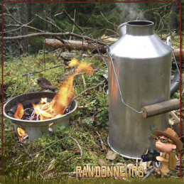 Bouilloire Bushcraft, Scout Kettle acier inoxydable de 1.2 Litres KellyKettle pour bouillir de l'eau au feu de bois