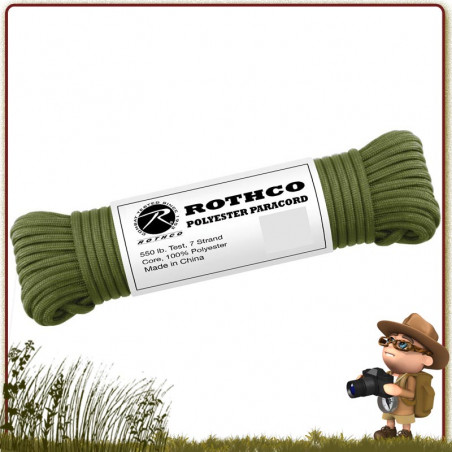 Paracorde Polyester 15 m Rothco Vert Olive