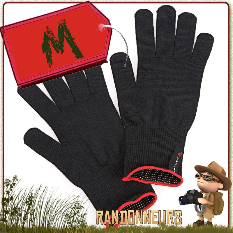 Gants thermiques Finger Touch Arva en tissu merino compatible avec écrans tactiles garder les mains au chaud