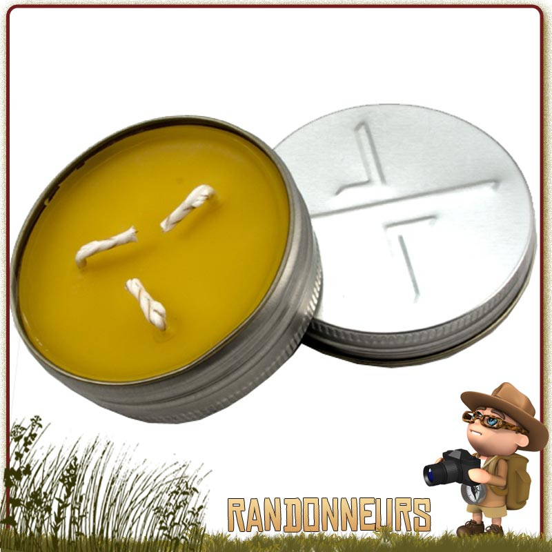 Bougie de Survie CandleTIN EXOTAC cire d'abeille longue durée (6 heures) compacte