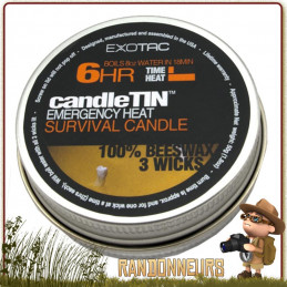 Bougie de Survie CandleTIN EXOTAC cire d'abeille longue durée (6 heures) compacte