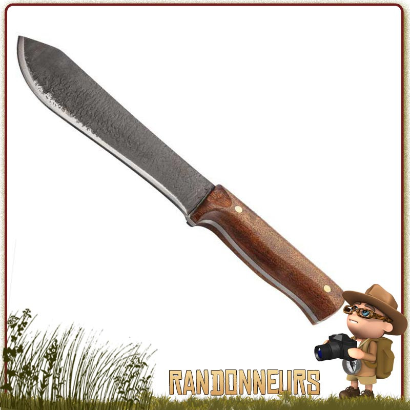 Mini Machette Bushcraft Acier 18 cm Herbertz manche cerisier, étui cuir et pierre allume feu firesteel