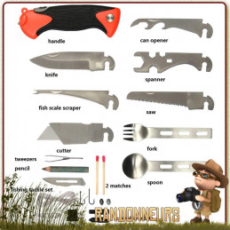 Couteau Kit de Survie Complet Fosco avec nombreux accessoires pour survivre