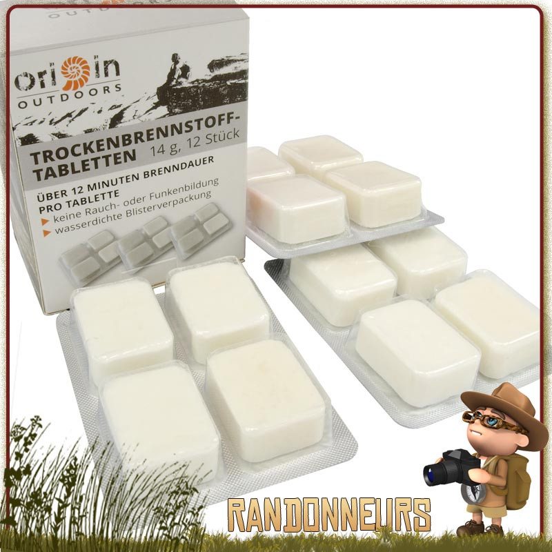 Tablettes Hexamine pour réchaud Origin Outdoor ultra leger de randonnee survie