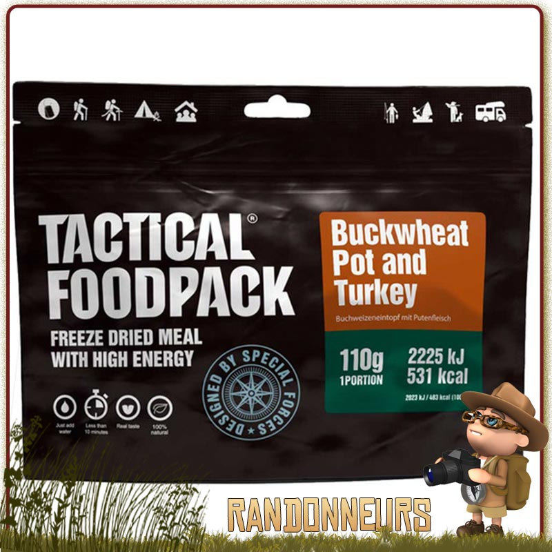 sachet repas pour randonner Dinde au Sarrasin Tactical Foodpack