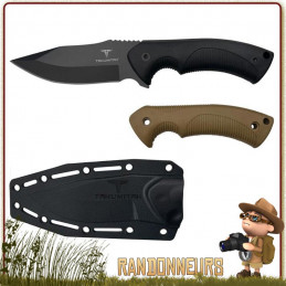 Poignard FIT Takumitak lame fixe plate semelle 11 cm 3Cr13 revêtement noir manche tactique survie bushcraft