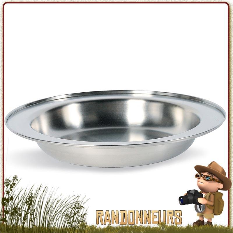 Assiette à soupe acier inoxydable 18/8 Tatonka de diamètre 24 cm. Durable assiette de camping et camp bushcraft