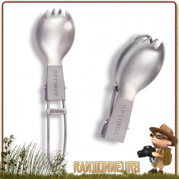 Cuillère Fourchette "Spork" titane d'optimus 100% titane, ultra light, poignée finition mate, cuillère polie