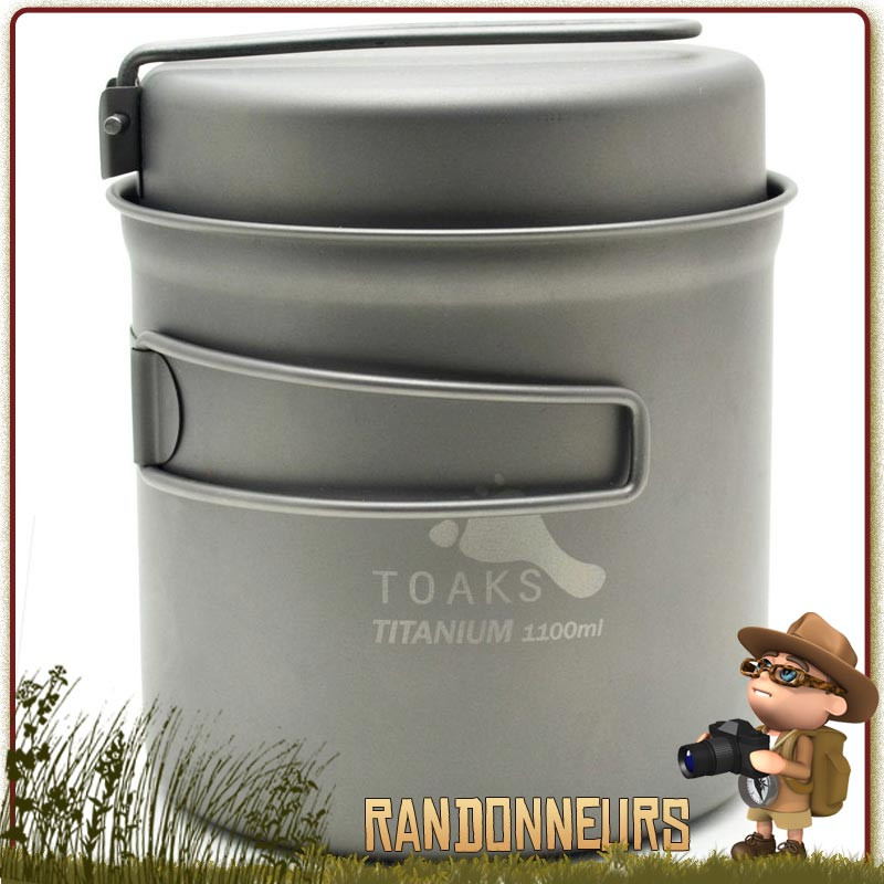 Popote Toaks Titane 1100ml Pot avec poêle pour la randonnée bivouac ultra léger  Livrée avec couvercle poêle