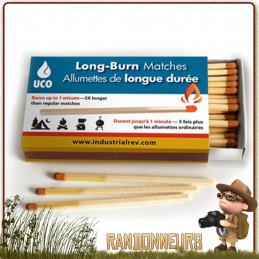 Boite de 50 allumettes longue durée UCO GEAR idéales pour allumer un feu de camp bushcraft, lanterne et bougies