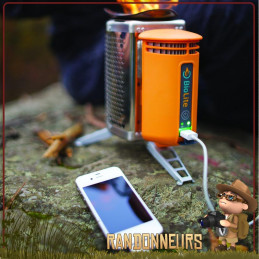 réchaud bois CampStove 2 Biolite convertir la chaleur en électricité pour recharger batterie nomade et téléphone portable