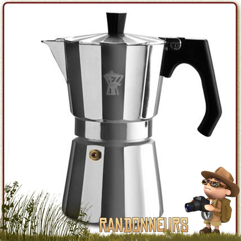 cafetière Italienne aluminium idéale pour un campement bushcraft Pezzetti Luxespress 3 tasses