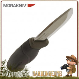 Couteau bushcraft Mora Heavy Duty MG Vert Lame en acier Carbone 10.5 cm, manche gomme noir extra large