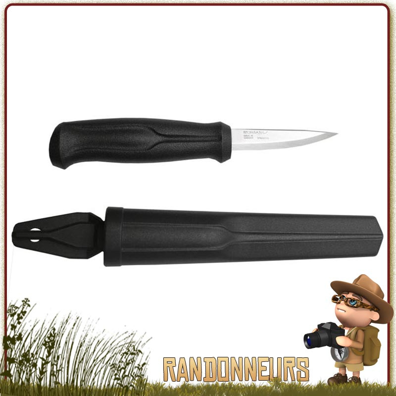 Poignard Bushcraft MORA Classic à Sculpter avec manche nylon lame acier inox 80 mm tranchante