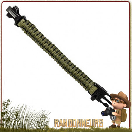 Bracelet De Survie Paracorde Avec Lame + Sifflet Boussole Firesteel Kaki Item 4428503