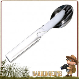 Set couverts de camping KFS Inox à usage militaire (couteau, cuiller, fourchette, ouvre boite, décapsuleur)