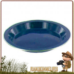 Assiette plate bushcraft tôle acier émaillée BLEUE highlander Vaisselle tôle émaillée de camping nature