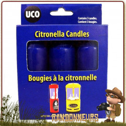 Pack Trois Bougies de rechange Citronnelle UCO éclairage pendant 9 heures longue durée et répulsif moustiques