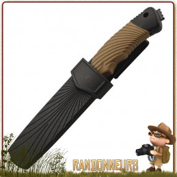 Poignard Tactical Survie Herbertz, lame 10.5 cm noire acier 420 full tang. Manche 11.5 cm ABS et gomme full tang