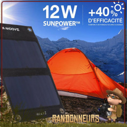Panneau solaire X-Moove Solargo Trek, pour la randonnée. Ultra compact et léger mais puissant 12w 10000 mAh