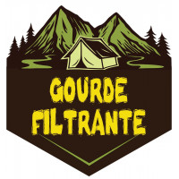 Gourde filtrante eau non potable + filtre charbon actif purificateur d'eau, Idéale pour randonnée, camping, trek, voyage, bivouac, Kit de survie  Homme Femme, Paille et boussole, 650mL